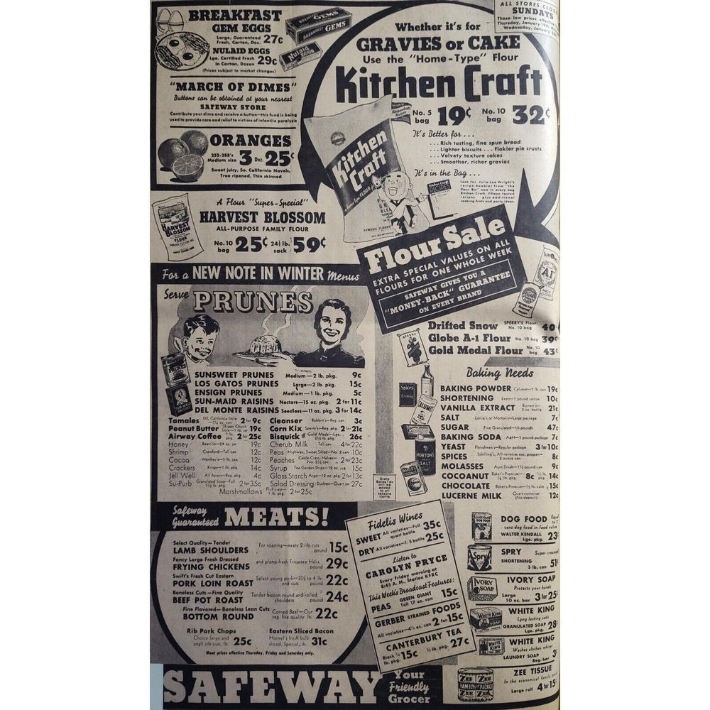 Safeway San Francisco Chronicle '39 Ephemera Print Art Ad Newspaper Advert 14x12